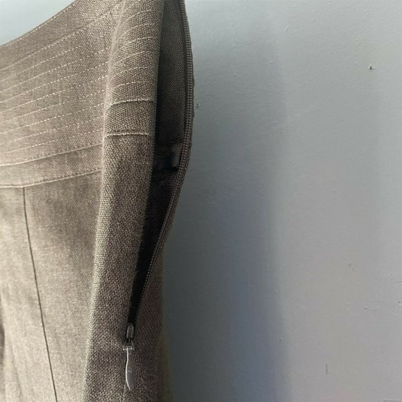 Talbots Skirt Irish Linen Brown Knee Length slits - Picture 7 of 10